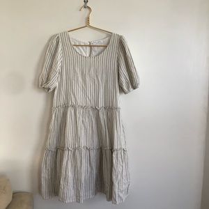Womens White Striped Cotton Dress